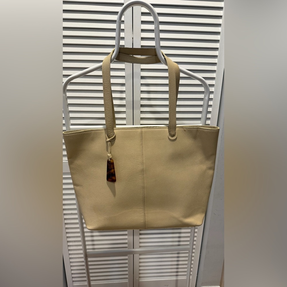 Chanel Vintage Grained Leather Charm Tote Beige Shoulder Bag